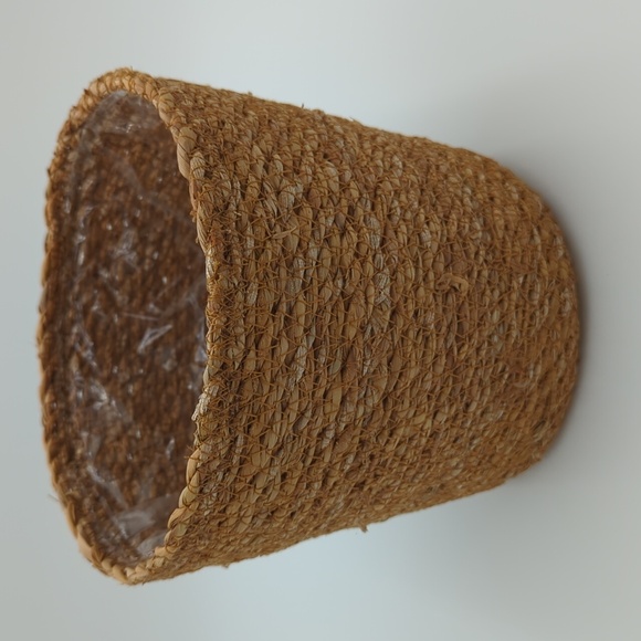 Natural Woven Grass Planter Pot Wastebasket Trash Can Vegan Sustainable Upcycled - Picture 4 of 6